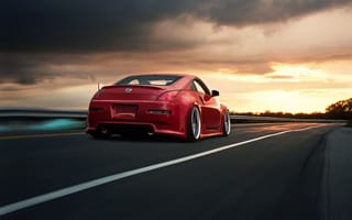 Картинка Nissan, rear, скорость, red, 350Z, road