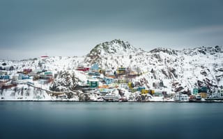Картинка Canada, winter, St. John's, cloudy, snow, houses, Newfoundland and Labrador
