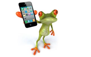 Картинка Free frog 3d, iphone 4s, графика, лягушка, телефон
