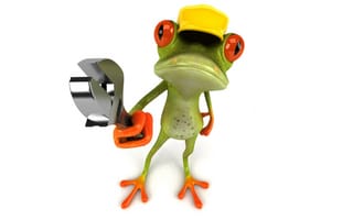 Картинка Free frog 3d, лягушка, графика, ключ, кепка, ремонт
