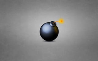 Картинка бомба, горит, фитиль, минимализм, серый, круглая, bomb, темноватый фон, черная