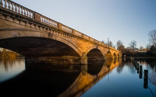 Картинка небо, вода, Гайд-парк, Лондон, мост через озеро Серпентайн, Великобритания, Англия, деревья