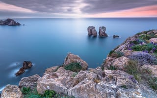 Картинка sea, landscape, seasc, sunset, rocks