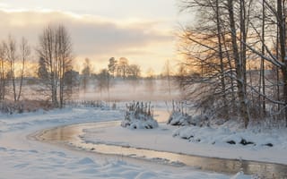 Картинка Зима, Снег, Мороз, Winter, River, Snow, Frost