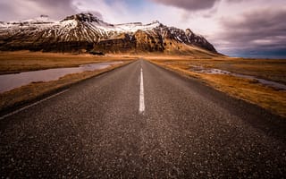 Картинка Auster-Skaftafellssysla, IS, South Iceland, Исландия, Scandinavia, снег, горы, дорога