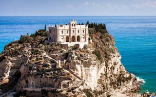 Картинка Tropea, скала, замок, Тропеа, Tyrrhenian Sea, Тирренское море, Италия, Italy