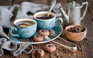 Картинка чашки, зерна, кофе, шоколадное, печенье, Anna Verdina, чайник, сервиз
