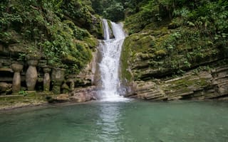 Картинка Водопад, Руины, Jungle, Nature, Джунгли, Ruins, Waterfall