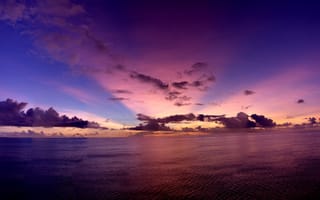 Картинка Pacific Ocean, rays, clouds, вода, лучи, sunset, вечер, облака, evening, тихий океан, закат, water, небо, sky