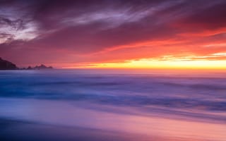 Картинка Rockaway Beach, Pacifica, рассвет, побережье, USA, океан, пляж, CA