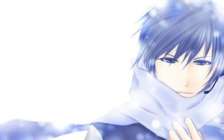 Картинка шарф, парень, снег, Kaito, Vocaloid