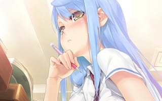 Картинка аниме, арт, игры, upscale, bishoujo mangekyou, happoubi jin, sawatari shizuku, девушка