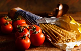 Картинка спагетти, еда, овощи, помидоры