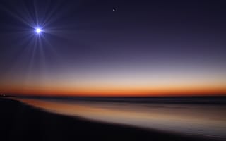 Обои природа, берег, ночь, пляж, песок, луна