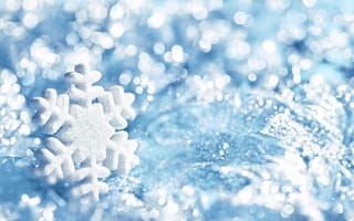 Картинка blue, снежинка, snowflake, winter, snow