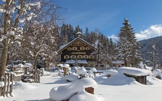 Картинка зима, Австрия, Фильцмос, снег, деревья, зимняя сказка, сугробы, Filzmoos, Austria, дом, деревня