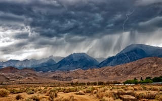 Картинка горы, near Bishop, дождь, Nevada, Eastern Sierra, пустыня, муссон, CA