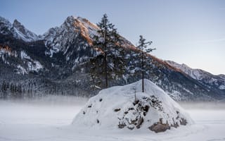 Картинка зима, небо, горы, пейзаж, снег