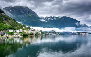 Картинка облака, горы, Норвегия, Norway, фьорд