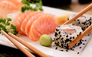 Картинка суши, seafood, sushi, морепродукты, rolls, рыба, fish, палочки, сервировка, Japanese, роллы, кунжут
