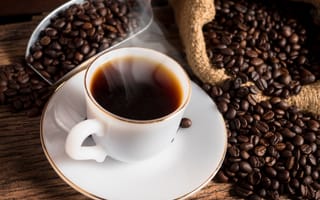 Обои кофе, чашка, coffee beans, cup of coffee, hot
