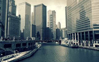 Картинка Chicago, здания, река