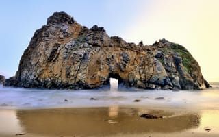 Обои Big Sur, California, арка, USА, Pfeiffer Beach, пляж, океан, скала