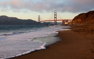 Картинка San Francisco, Калифорния, Golden Gate Bridge, usa, California, Сан-Франциско, beach
