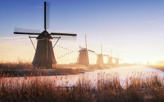 Картинка мельницы, Киндердейк, Нидерланды, Голландия