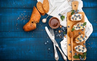 Картинка еда, черника, мед, Ксения Огуречникова, бутерброды, хлеб, ksu_ok