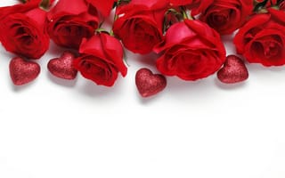 Картинка цветы, розы, красные, сердечки, белый, День святого Валентина