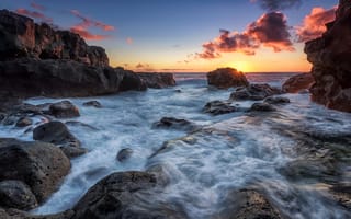 Картинка море, El Hierro, волны, скалы, закат, прибой, остров, камни