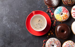 Картинка кофе, coffee, пончики, donuts, cup