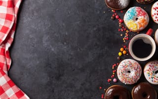 Обои пончики, coffee, donuts, глазурь