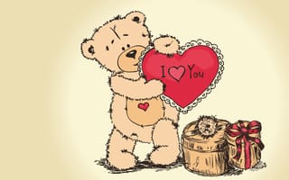 Картинка медведь, valentines day, teddy bear, день влюбленных, тедди, i love you, подарок