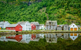 Картинка лес, вода, камни, деревья, отражение, озеро, горы, скалы