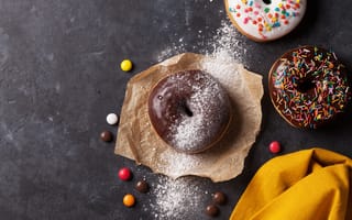 Картинка пончики, глазурь, chocalate, пудра, donuts