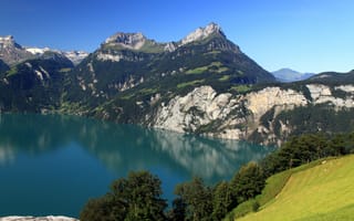 Картинка пейзаж, Швейцария, горы, озеро, природа, Morschach