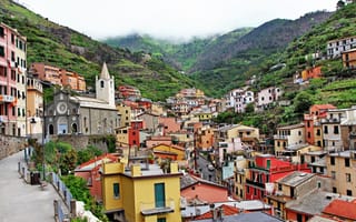 Обои скалы, домики, вилла, Riomaggiore, travel, Италия, побережье