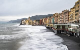 Картинка море, Italy, пляж, Camogli, берег, travel, basilica, Италия, Liguria