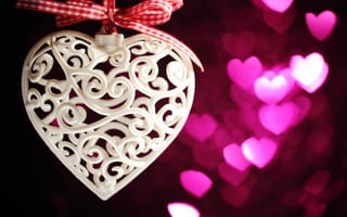 Обои romantic, love, hearts, valentine's day, bokeh, gift, сердцечки