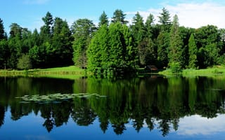 Картинка Бургундия, отражение, пейзаж, природа, озеро, вода, зелень, Франция, деревья