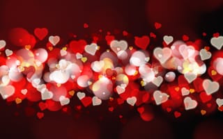 Обои bokeh, hearts, Valentine's Day, romantic, red, love, сердечки