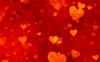 Обои bokeh, сердечки, red, romantic, Valentine's Day, love, hearts