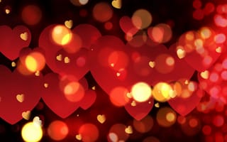 Картинка сердечки, bokeh, Valentine's Day, romantic, red, love, hearts