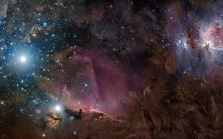Картинка Орион, газ, пыль, созвездие, туманность, звезды, M42