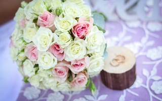 Картинка розы, white, roses, свадебный букет, pink, белые розы, wedding