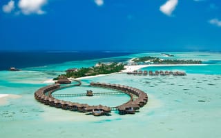 Картинка океан, отель, Мальдивы, острова