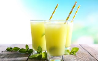 Картинка стакан, апельсин, напиток, сок, мята, трубочки