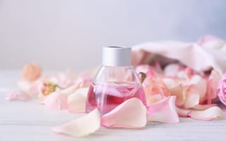Картинка духи, spa, лепестки, rose, petals, oil, pink, розовые розы